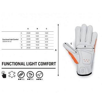 Рукавиці Husqvarna "Functional Light Comfort" розмір XS / р.6 (5996494-06)