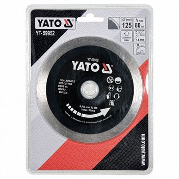 Диск алмазный сплошной Yato 125x22.2x1.6мм (YT-59952)