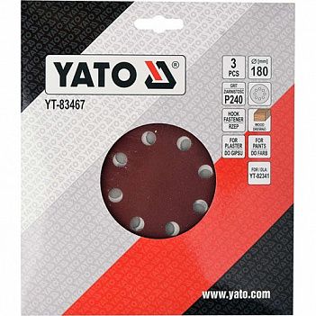 Шліфувальний круг Yato 180 мм P240 3 шт (YT-83467)