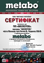 Сертифікат Metabo