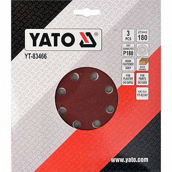 Шліфувальний круг Yato 180 мм P180 3 шт (YT-83466)