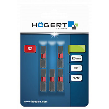Біта ударна магнітна Slotted Hoegert S2 1/4" SL5,0 5 шт. (HT1S131)