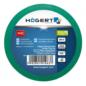 Лента изоляционная Hoegert 20м х 19мм (HT1P284)