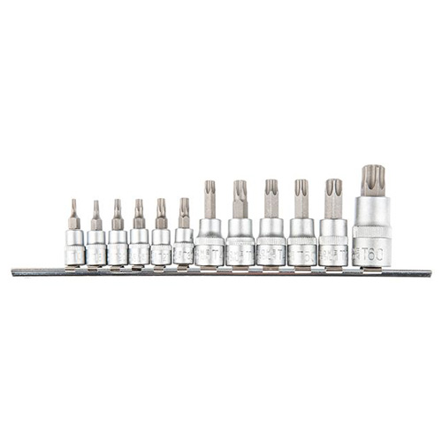 Набір головок біта Torx TOPEX Cr-V 1/4", 3/8", 1/2" 12 шт. (39D342)