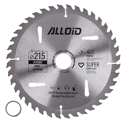 Диск пиляльний по дереву Alloid 215х30,0/25,40 мм (WS-21540)