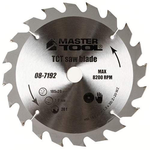 Диск пильный по дереву MASTERTOOL 185х1,3х20,00 мм + адаптер 20-16 мм (08-7192)