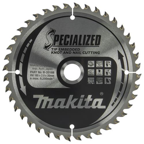 Диск пиляльний по дереву Makita Specialized 165х1,3х20мм (B-33168)