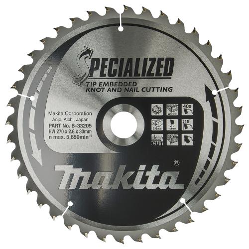Диск пиляльний по дереву Makita Specialized 270х1,8х30 мм (B-33205)