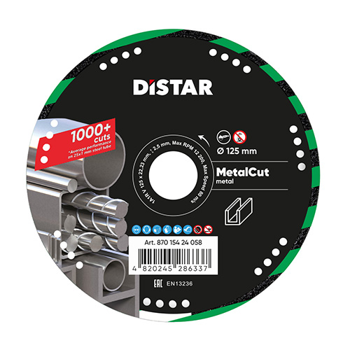 Диск алмазний суцільний Distar Metal CUT 1A1R V 125х1,5х22,23мм 1шт (87015424058)