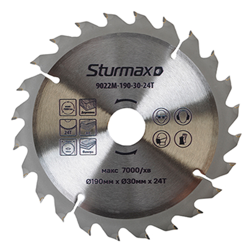 Диск пильный по дереву Sturmax 190x30 мм (9022M-190-30-24T)
