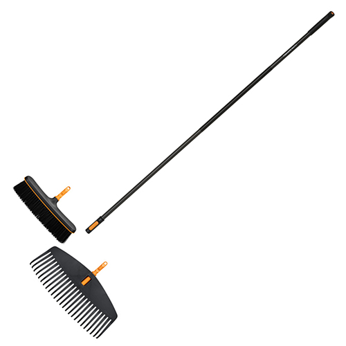 Грабли веерные для листьев Fiskars OneClick + метла + ручка L (1080715)