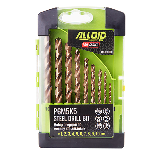 Набор сверл по металлу Alloid Pro Р6М5K5 10 шт. (DB-3510110)