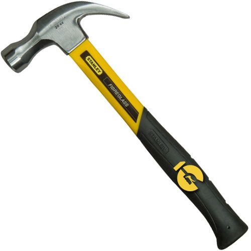 Молоток столярный Stanley "Yellow Fibreglass Curve Claw" с гвоздодером 570г (1-51-623)