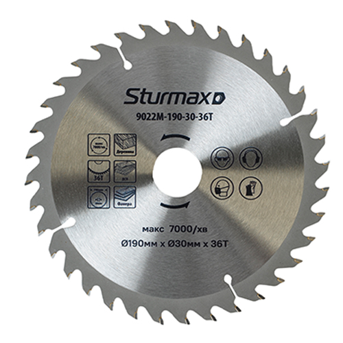 Диск пиляльний по дереву Sturmax 190x30 мм (9022M-190-30-36T)