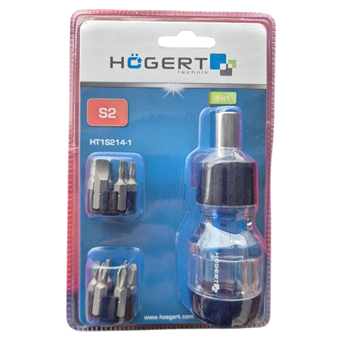 Отвертка реверсивная с набором бит Hoegert S2 12 шт. (HT1S214-1)