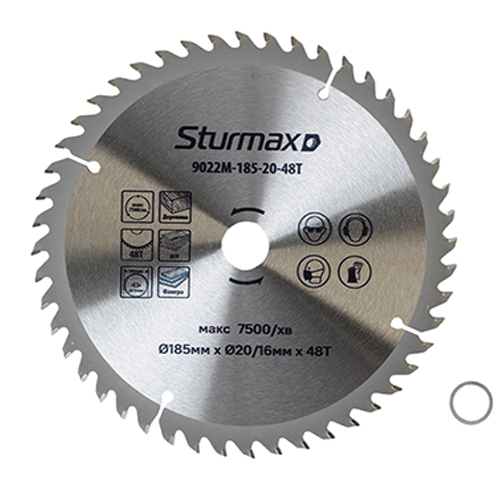 Диск пильный по дереву Sturmax 185х20/16 мм (9022M-185-20-48T)