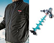 Аккумуляторная куртка с подогревом от компании Makita и функциональный набор для зимней рыбалки