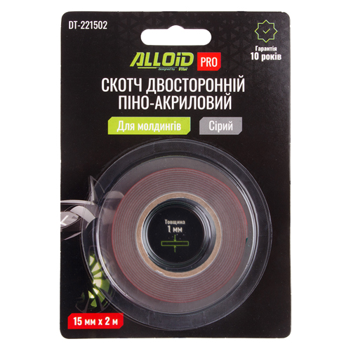 Скотч двухсторонний Alloid Pro 15мм х 2м 1 шт. (DT-221502)