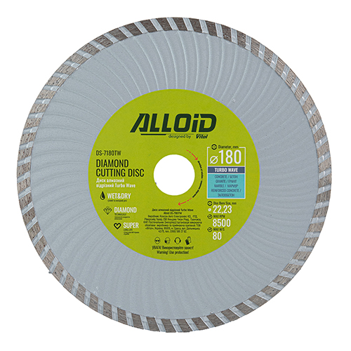 Диск алмазний турбо Alloid Turbo Wave 180х22,23мм 1шт (DS-7180TW)