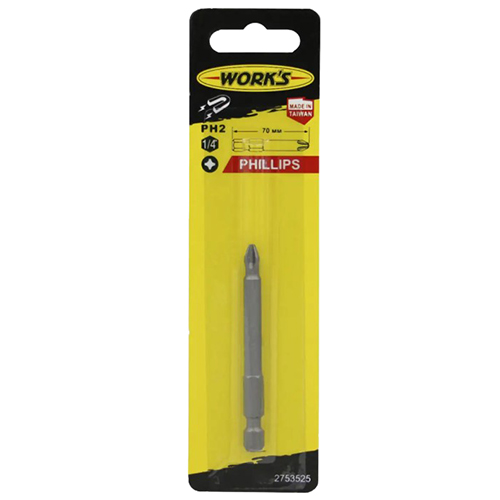 Бита магнитная Phillips Work's 1/4" PH2 1 шт. (118486)