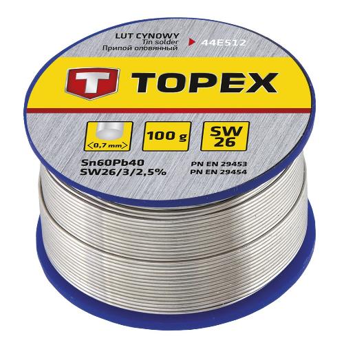 Припой TOPEX Sn60Pb40 0,7 мм 100 г с флюсом (44E512)