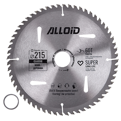 Диск пиляльний по дереву Alloid 215х30,0/25,40 мм (WS-21560)