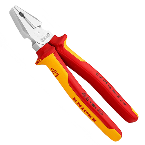 Плоскогубцы диэлектрические KNIPEX Cr-V VDE 1000V 225 мм (02 06 225)