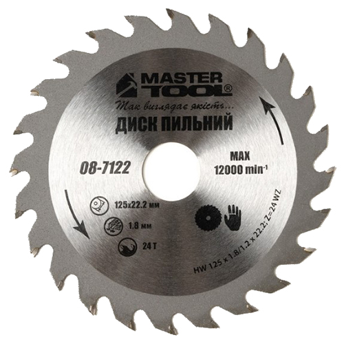 Диск пиляльний по дереву MASTERTOOL 125х1,2х22,20 мм (08-7122)