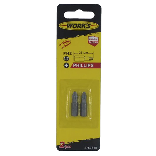 Бита магнитная Phillips Work's 1/4" PH2 2 шт. (87868)
