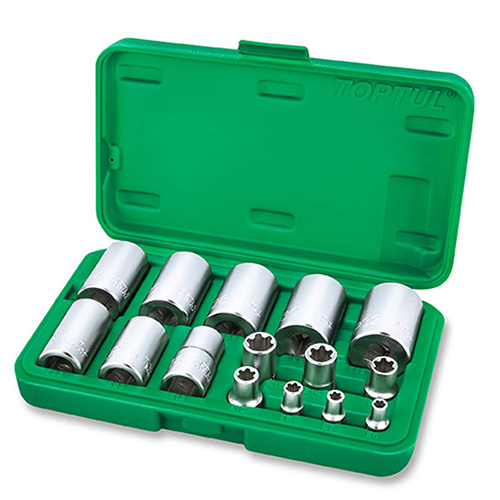 Набір головок Torx Plus Toptul 1/4", 3/8", 1/2" 15 шт (GAAI1501)