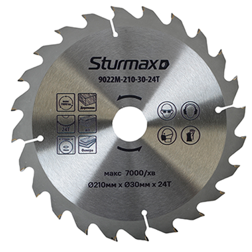 Диск пиляльний по дереву Sturmax 210х30 мм (9022M-210-30-24T)