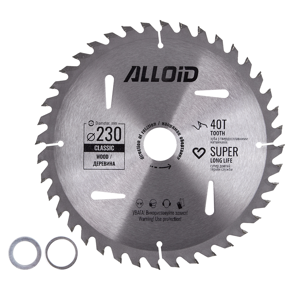 Диск пиляльний по дереву Alloid 230х30,0/25,40/22,20 мм (WS-23040)