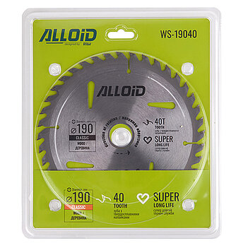 Диск пильный по дереву Alloid 190х30,0/25,40 мм (WS-19040)