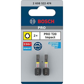 Бита Torx ударная Bosch Impact Control 1/4" T20 2 шт. (2608522474)