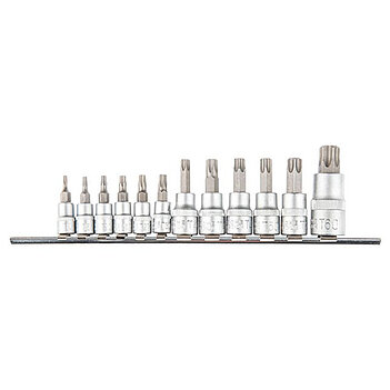 Набір головок біта Torx TOPEX Cr-V 1/4", 3/8", 1/2" 12 шт. (39D342)