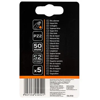 Бита ударная Pozidriv Neo Tools S2 1/4" PZ2 5 шт. (09-579)