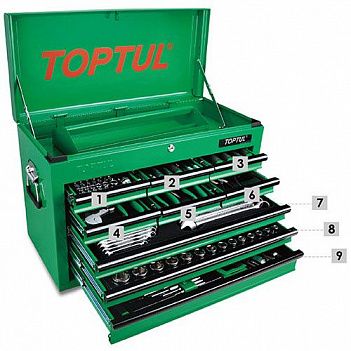 Набор инструмента Toptul 1/4", 3/8" 186ед. 6РТ (GCBZ186A)