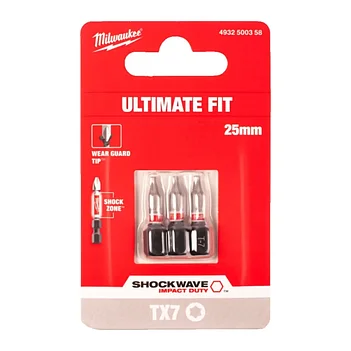 Біта ударна Torx Milwaukee Shockwave Impact Duty 1/4" TX7 3 шт. (4932500358)