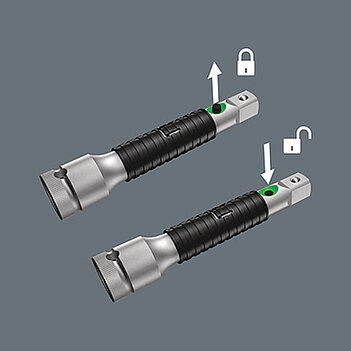 Удлинитель с муфтой свободного хода WERA Zyklop 8796 SA Cr-V 1/4" 75 мм со стопором (05003530001)