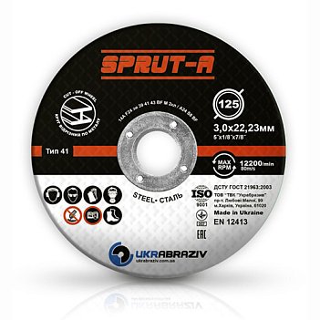 Круг відрізний по металу Sprut-A 125х3,0х22,23 мм (SP1253022) Круг відрізний по металу Sprut-A 125х3,0х22,23 мм (SP1253022)
