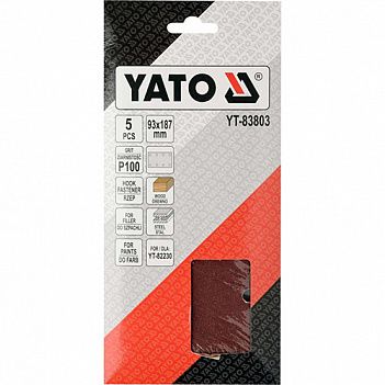 Шліфувальний папір Yato 93х187 мм Р100 5 шт (YT-83803)