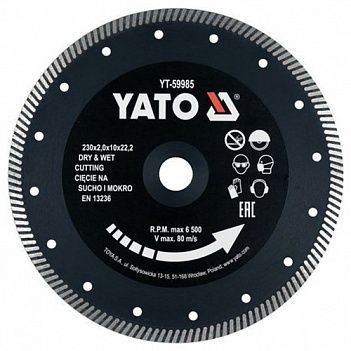 Диск алмазный турбо Yato 230x22,.2x2,0мм (YT-59985)