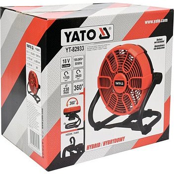 Вентилятор акумуляторний Yato (YT-82933) - без акумулятора та зарядного пристрою