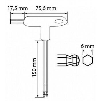 Ключ шестигранный Г-образный с шаром длинный Hoegert S2 6,0 мм (HT1W856)