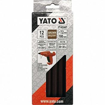 Клейові стрижні Yato 7,2 x 100мм, коричневі 12шт (YT-82447)