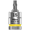 Головка торцевая с битой Torx WERA Zyklop 8767 A HF Cr-V 1/4" TX15 с фиксирующей функцией (05003363001)