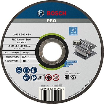 Круг отрезной по металлу Bosch PRO Stainless Steel and Metal 125 х 0,8 х 22,23 мм (2608603488)