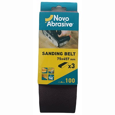 Шлифовальная лента NOVOABRASIVE 75х457мм P100 3шт (NASB75457100)