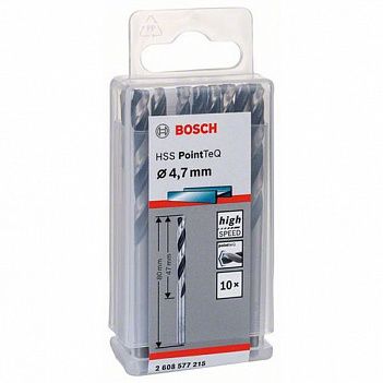 Сверло по металлу Bosch HSS PointTeQ 4,7x80мм 10шт (2608577215)