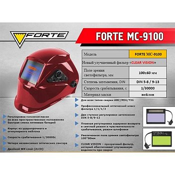 Маска зварювальника хамелеон Forte МС-9100 (82075)